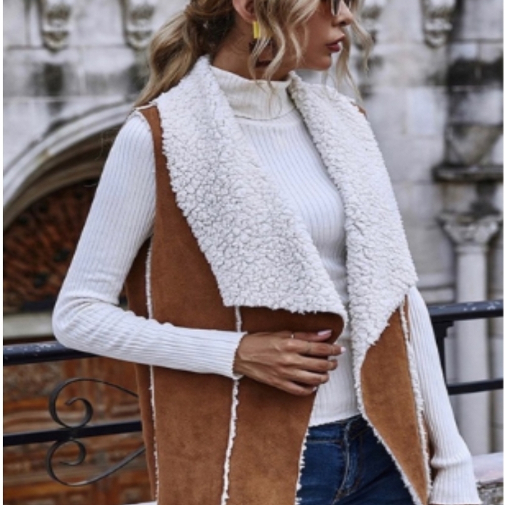 NWT Faux Suede and Sherpa Vest